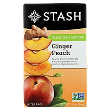 STASH Green Tea & Matcha Ginger Peach Tea Bags, 18 count, 1.2 oz