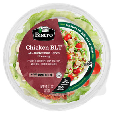 Ready Pac Foods Bistro Chicken BLT with Buttermilk Ranch Dressing Salad, 6.1 oz, 6.1 Ounce