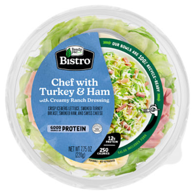 Ready Pac Foods Bistro Chef with Turkey & Ham with Creamy Ranch Dressing Salad, 7.75 oz, 7.75 Ounce