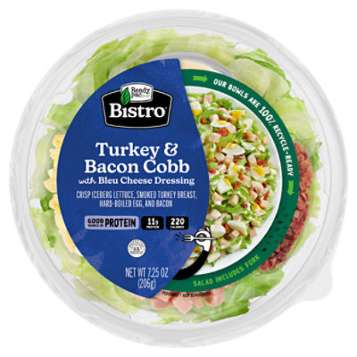 Ready Pac Foods Bistro Turkey & Bacon Cobb with Bleu Cheese Dressing, 7.25 oz, 7.25 Ounce