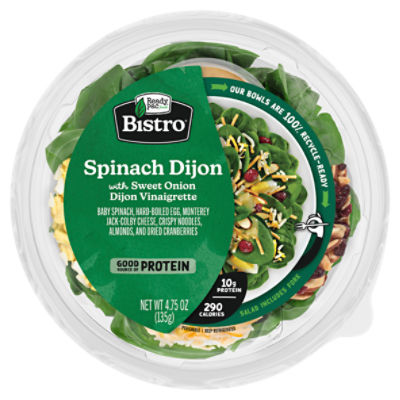 Ready Pac Foods Bistro Spinach Dijon with Sweet Onion Dijon Vinaigrette Salad, 4.75 oz, 4.75 Ounce