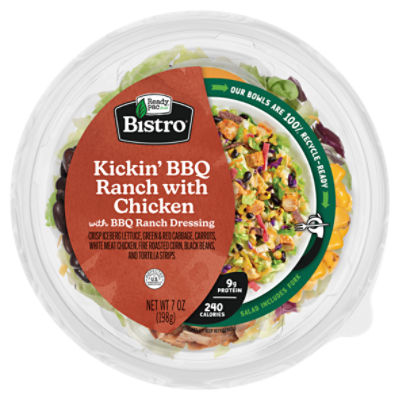 Ready Pac Foods Bistro Kickin' BBQ Ranch with Chicken with BBQ Ranch Dressing Salad, 7 oz, 7 Ounce