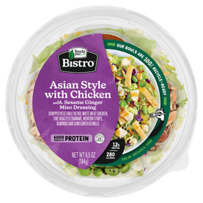 Ready Pac Foods Bistro Asian Style Salad with Chicken with Sesame Ginger Miso Dressing, 6.5 oz