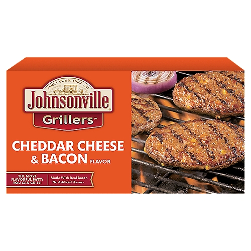 Johnsonville Grillers Cheddar Cheese & Bacon Patties, 6 Count, 1.5 lb