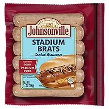 Johnsonville Stadium Brats Cooked, Bratwurst, 14 Ounce