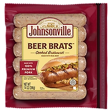 Johnsonville Beer Brats Cooked Bratwurst, 6 count, 14 oz, 14 Ounce