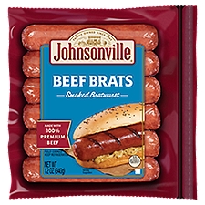 Johnsonville Beef Brats Smoked Bratwurst, 6 count, 12 oz, 12 Ounce