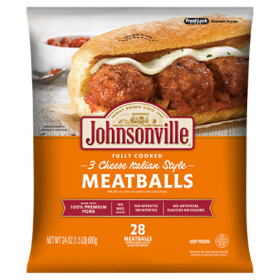Johnsonville Three Cheese Italian Style Meatballs, 28 Count, 1.5 lb