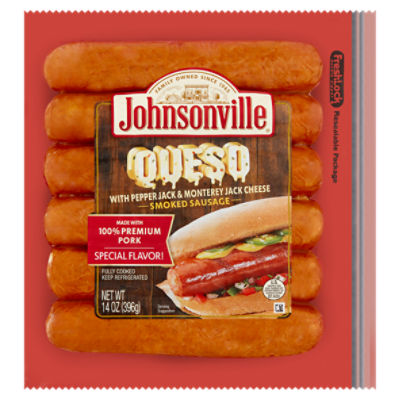 Johnsonville Queso with Pepper Jack & Monterey Jack Cheese Smoked Sausage, 14 oz