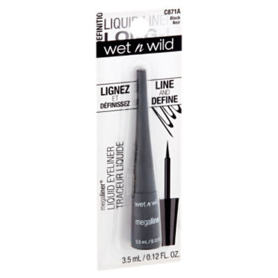 Wet n Wild MegaLiner C871A Black Noir Liquid Eyeliner, 0.12 fl oz