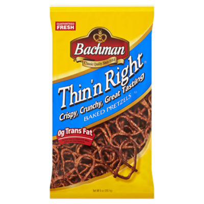 Bachman Thin'n Right Baked Pretzels, 9 oz