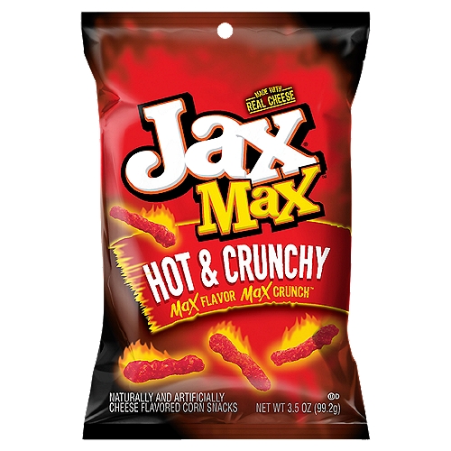 Jax Max Hot & Crunchy Cheese Flavored Corn Snacks, 3.5 oz