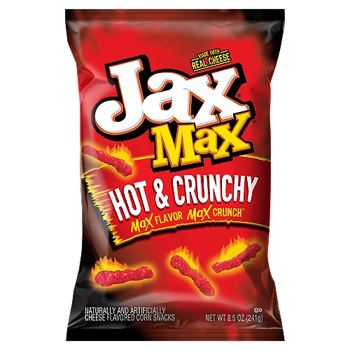 Jax Max Hot & Crunchy Cheese Flavored Corn Snacks, 8.5 oz