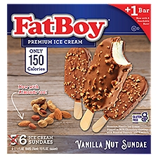 FatBoy Vanilla Nut Sundae Premium Ice Cream, 2.5 fl oz, 6 count
