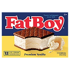 FatBoy Premium Vanilla Ice Cream Sandwiches, 5 fl oz, 12 count, 60 Fluid ounce