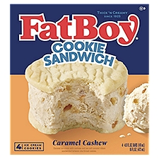 FatBoy Caramel Cashew Ice Cream Cookie Sandwich, 4.0 fl oz, 4 count, 16 Fluid ounce