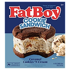 FatBoy Caramel Cookies 'n Cream Ice Cream Cookie Sandwich, 4.0 fl oz, 4 count, 16 Fluid ounce