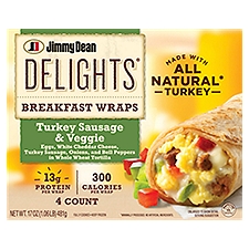 Jimmy Dean Delights Breakfast Wrap, Turkey Sausage & Veggies, Frozen, 4 Count, 17 Ounce