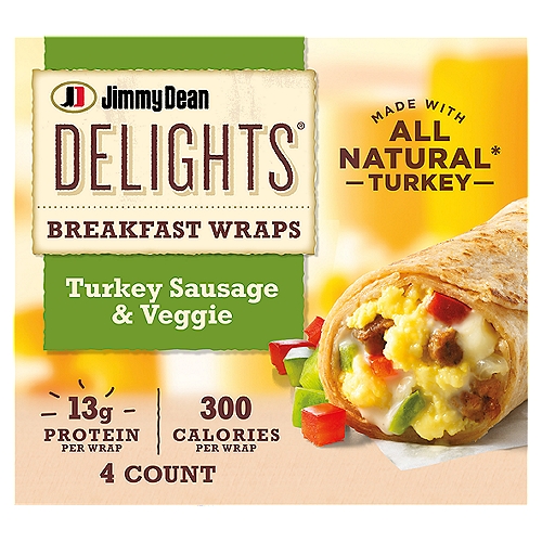 Jimmy Dean Delights Breakfast Wrap, Turkey Sausage & Veggies, Frozen, 4 Count
