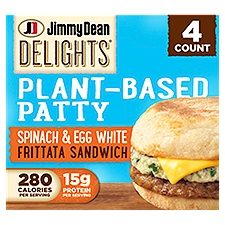 Jimmy Dean Delights Plant-Based Patty Breakfast Sandwiches with Spinach and Egg White Frittata and C, 20.8 Ounce