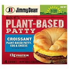 Jimmy Dean Plant-Based Patty, Egg & Cheese Croissant Sandwiches, 4 count, 18 oz, 18 Ounce