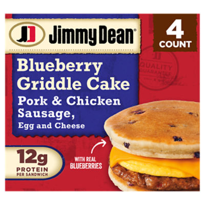 Jimmy Dean® Blueberry Griddle Cake Sausage, Egg and Cheese Sandwiches, 4 ct, 18.8 oz Box