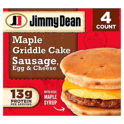 Jimmy Dean Sausage, Egg and Cheese Maple Griddle Cake Sandwiches, 4 ct Pack, 18.8 oz Box