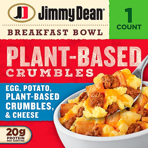 Jimmy Dean Egg, Potato, Plant-Based Crumbles, & Cheese Breakfast Bowl, 7 oz