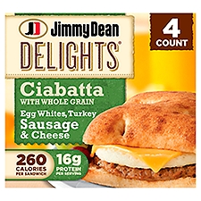 Jimmy Dean Delights Ciabatta With Whole Grain Egg Whites, Turkey Sausage & Cheese, 18.4 Ounce