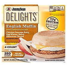 Jimmy Dean Delights English Muffin Breakfast Sandwiches with Applewood Smoke Chicken Sausage, Egg Wh, 20.4 Ounce