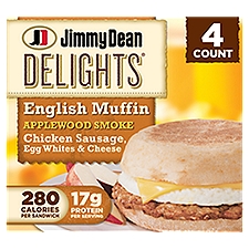 Jimmy Dean Delights English Muffin Breakfast Sandwiches with Applewood Smoke Chicken Sausage, Egg Wh