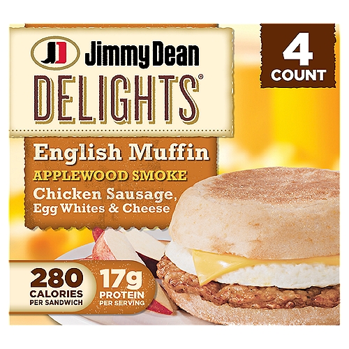 Jimmy Dean Delights English Muffin Breakfast Sandwiches with Applewood Smoke Chicken Sausage, Egg Wh