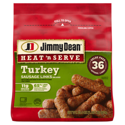 Jimmy Dean Heat 'N Serve Turkey Sausage Links Value Pack, 36 count, 23.4 oz