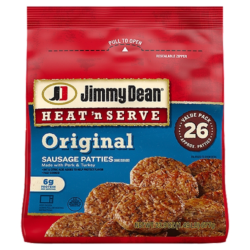 Jimmy Dean Heat n' Serve Original Sausage Patties Value Pack, 26 count, 23.9 oz