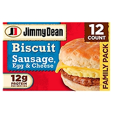 Jimmy Dean Biscuit Breakfast Sandwiches with Sausage, Egg, and Cheese, Frozen, 12 Count