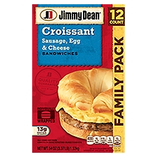 Jimmy Dean Croissant Sausage, Egg & Cheese Sandwiches Family Pack, 12 count, 54 oz