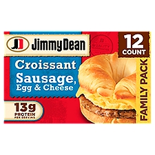Jimmy Dean Croissant Breakfast Sandwiches with Sausage, Egg, and Cheese, Frozen, 12 Count