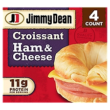 Jimmy Dean Croissant Breakfast Sandwiches with Ham and Cheese, Frozen, 4 Count, 13.6 Ounce