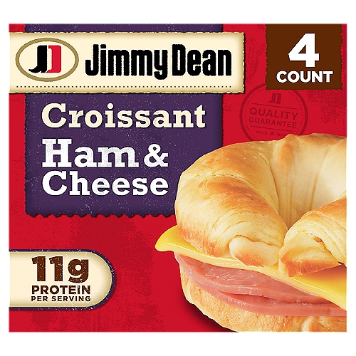 Jimmy Dean Croissant Breakfast Sandwiches with Ham and Cheese, Frozen, 4 Count