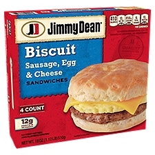 Jimmy Dean Sausage Egg & Cheese Biscuit Frozen , Breakfast Sandwiches, 18 Ounce