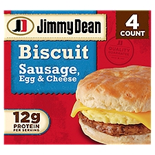 Jimmy Dean Biscuit Breakfast Sandwiches with Sausage, Egg, and Cheese, Frozen, 4 Count, 18 Ounce