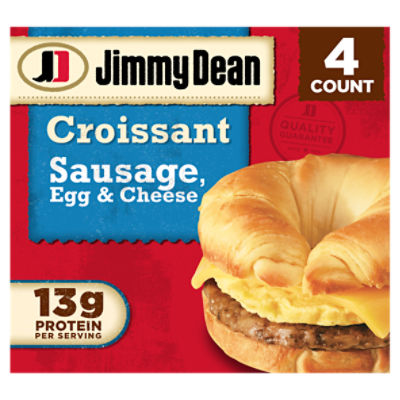 Jimmy Dean Croissant Breakfast Sandwiches with Sausage, Egg, and Cheese, Frozen, 4 Count