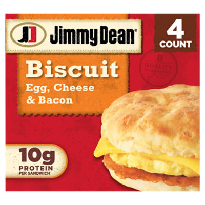 Jimmy Dean Biscuit Breakfast Sandwiches with Bacon, Egg, and Cheese, Frozen, 4 Count
