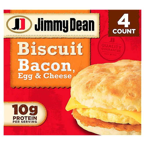 Jimmy Dean Biscuit Breakfast Sandwiches with Bacon, Egg, and Cheese, Frozen, 4 Count