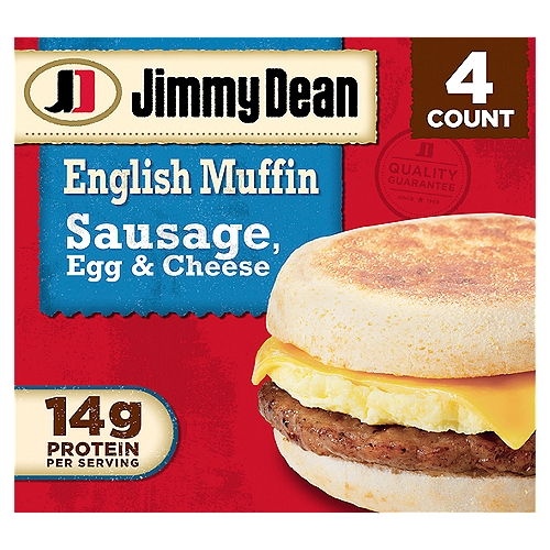 Jimmy Dean English Muffin Breakfast Sandwiches with Sausage, Egg, and Cheese, Frozen, 4 Count