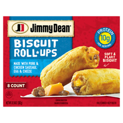 Jimmy Dean Biscuit Roll-Ups, Sausage, Frozen Breakfast, 8 Count, 12.8 Ounce