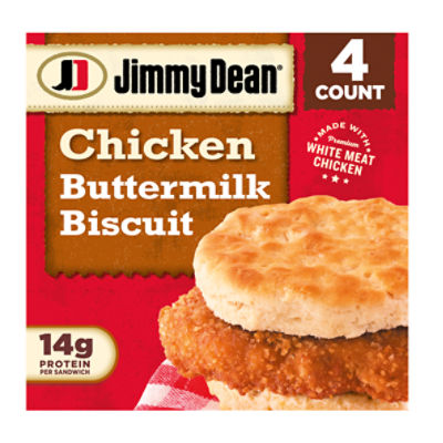 Jimmy Dean Buttermilk Chicken Biscuit Breakfast Sandwiches, 4 ct, 16 oz Box