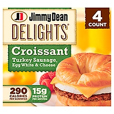 Jimmy Dean Delights Croissant Breakfast Sandwiches with Turkey Sausage, Egg White, and Cheese, Froze