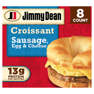 Jimmy Dean Croissant Breakfast Sandwiches with Sausage, Egg, and Cheese, Frozen, 8 Count