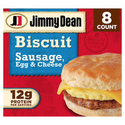 Jimmy Dean Biscuit Breakfast Sandwiches with Sausage, Egg, and Cheese, Frozen, 8 Count, 36 Ounce